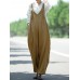 Women Sleeveless Adjustable Strap V-neck Side Pockets Pure Color Jumpsuit