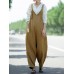 Women Sleeveless Adjustable Strap V-neck Side Pockets Pure Color Jumpsuit