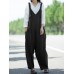 Women Sleeveless Adjustable Strap V-neck Side Pockets Pure Color Jumpsuit
