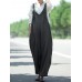 Women Sleeveless Adjustable Strap V-neck Side Pockets Pure Color Jumpsuit