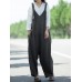 Women Sleeveless Adjustable Strap V-neck Side Pockets Pure Color Jumpsuit