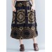 Ethnic Geometric Floral Printed Elastic Waist A-Line Vintage Skirts