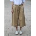 Women Casual Pure Color Cotton Wide Leg Trousers Pants