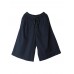 Women Casual Pure Color Cotton Wide Leg Trousers Pants