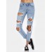 Casual Women Ripped Hole Mid Rise Cropped Jeans