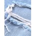Casual Women Ripped Hole Mid Rise Cropped Jeans