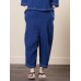 Loose Solid Harem Pants Elastic Waist Long Trousers