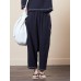 Loose Solid Harem Pants Elastic Waist Long Trousers