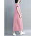 Women Short Sleeve O-neck Wide Leg Pant Loose Casual Plaid Jumpsuit