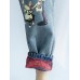 Women Patchwork Cartoon Loose Elastic Waist Denim Jeans
