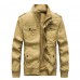 Mens Cotton Outdoor Casual Stand Collar Multi-pocket Autumn Jacket