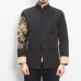 Mens Chinese Style Embroidery Printed Mandarin Collar Vintage Chic Jacket
