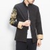 Mens Chinese Style Embroidery Printed Mandarin Collar Vintage Chic Jacket