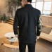 Mens Chinese Style Embroidery Printed Mandarin Collar Vintage Chic Jacket