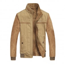 Mens Reversible Double Sided Wearable Autumn Corduroy Cotton Stand Collar Jacket