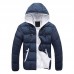Mens Winter Thermal Contrast Color Outdoor Warm Hooded Padded Jacket