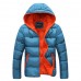 Mens Winter Thermal Contrast Color Outdoor Warm Hooded Padded Jacket