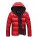 Mens Winter Thermal Contrast Color Outdoor Warm Hooded Padded Jacket