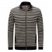 Mens Striped Printing Autumn Stand Collar Jacket Cotton Zipper Sweaters