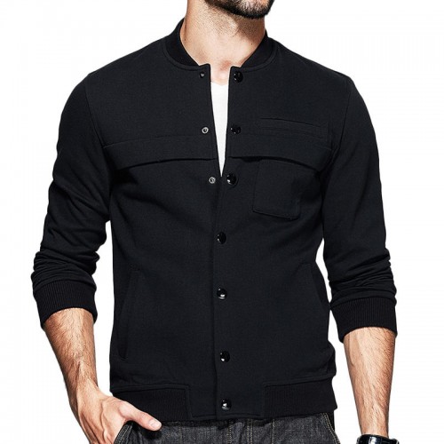 Mens Fashion Casual Solid Color Single-breasted Baseball Jacket Mens Fashion Casual Solid Color Single-breasted Baseball Jacket