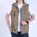 Mens Fashion Multi Pockets Solid Color Loose Fit Casual Vest
