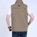Mens Fashion Multi Pockets Solid Color Loose Fit Casual Vest