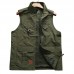 Mens Fashion Multi Pockets Solid Color Loose Fit Casual Vest