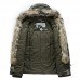Mens Camo Printing Thick Faux Fur Collar Winter Jacket Casual Coat