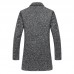 Mens Mid Long Solid Color Single Breasted Slim Fit Casual Business Woollen Trench Coat