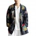 Mens Casual National Linen Kimono Cardigans Coat Streetwear Open Loose Jacket