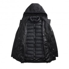 Winter 2 in 1 Thick Warm Padded Jacket Zipper Button Hooded Fashion Casual Men Two-piece Parkas