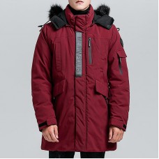 Mens Winter Mid Long Cotton Padded Hooded Thick Warm Jacket Casual Parka