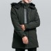 Mens Winter Mid Long Cotton Padded Hooded Thick Warm Jacket Casual Parka