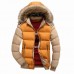 Mens Thick Warm Coat Color Splicing Detachable Hooded Puffer Jacket