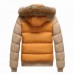 Mens Thick Warm Coat Color Splicing Detachable Hooded Puffer Jacket