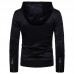 Men Zipper Hooded Pocket Decoration Leather Jacket