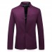 Mens Cotton Slim Fit One Button Stand Collar Solid Color Stylish Blazers Jacket