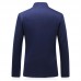 Mens Cotton Slim Fit One Button Stand Collar Solid Color Stylish Blazers Jacket