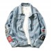 Mens Denim Coats Spring Autumn Casual Turn Down Collar Jacket