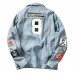 Mens Denim Coats Spring Autumn Casual Turn Down Collar Jacket