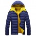 Winter Thick Warm Hooded Padded Cotton Contrast Color Zipper Jackets for Men