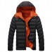 Winter Thick Warm Hooded Padded Cotton Contrast Color Zipper Jackets for Men