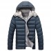 Winter Thick Warm Hooded Padded Cotton Contrast Color Zipper Jackets for Men