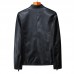 Mens Casual Stand Collar Long Sleeve Business Leather Jacket