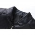 Mens Casual Stand Collar Long Sleeve Business Leather Jacket