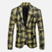 Mens Plaid Fashionable Suit Jacket Blazers