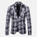 Mens Plaid Fashionable Suit Jacket Blazers