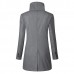 Mens Mid Long Asymmetric Placket Slim Fit Stylish Stand Collar Woolen Jackets
