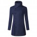 Mens Mid Long Asymmetric Placket Slim Fit Stylish Stand Collar Woolen Jackets