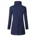 Mens Mid Long Asymmetric Placket Slim Fit Stylish Stand Collar Woolen Jackets